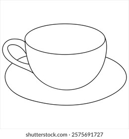 Continuous single line drawing a cup of coffee or tea Coffee single line art drawing sketch vector illustration