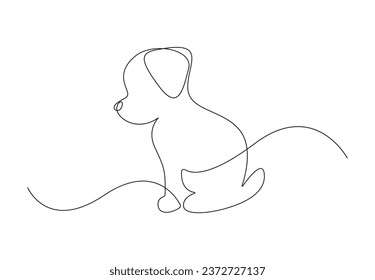 Dibujo continuo de una sola línea de perro lindo. Aislado en ilustración vectorial de fondo blanco. Ilustración bursátil.