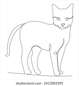 Dibujo continuo de una sola línea de un dibujo de un bonito dibujo de un vector animal de mascota de gato