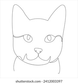 Continuous single line drawing of a cute cat pet animal  vector art drawing
