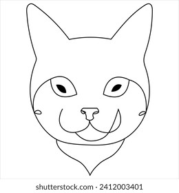 Continuous single line drawing of a cute cat pet animal  vector art drawing