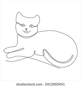 Continuous single line drawing of a cute cat pet animal  vector art drawing