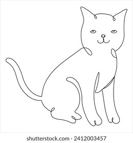 Durchlaufende Einzelzeilenzeichnung eines süßen Katzen-Haustieres Vektorgrafik-Zeichnung