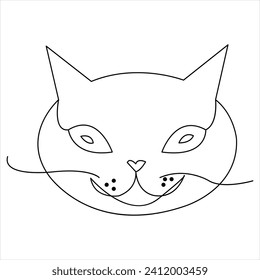 Dibujo continuo de una sola línea de un dibujo de un bonito dibujo de un vector animal de mascota de gato