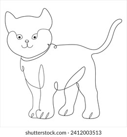 Continuous single line drawing of a cute cat pet animal  vector art drawing