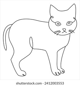 Continuous single line drawing of a cute cat pet animal  vector art drawing