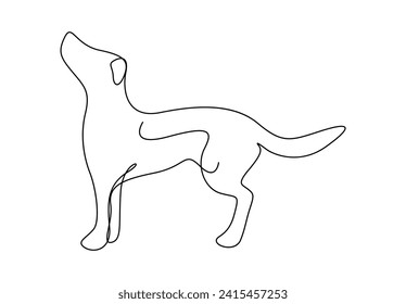 Continuous single line drawing of cute dog. Isolated on white background vector illustration. Pro vector
