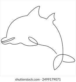 Continuous single line drawing of cute dolphin for company logo identity