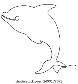 Continuous single line drawing of cute dolphin for company logo identity