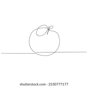Continuous single line drawing of delicious apple ready to eat, line art vector illustration