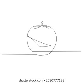 Dibujo continuo de una sola línea de deliciosa manzana lista para comer, Ilustración vectorial de arte de línea