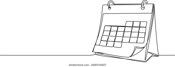 continuous single line drawing of a desk calendar, line art vector illustration