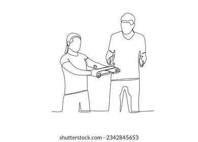 Continuous single line drawing of a doctor giving instructions to a patient during therapy