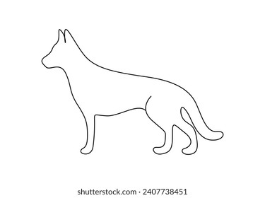 Continuous single line drawing of dog pet. Isolated on white background vector illustration. Premium vector