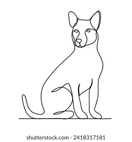 Continuous Single line drawing of dog outline vector art illustration.