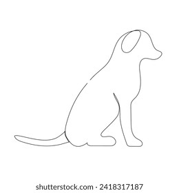 Continuous Single line drawing of dog outline vector art illustration.