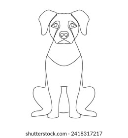 Continuous Single line drawing of dog outline vector art illustration.
