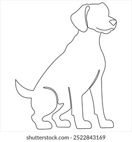 Desenho de linha única contínua de um cão cachorro desenho de linha única ilustração de vetor