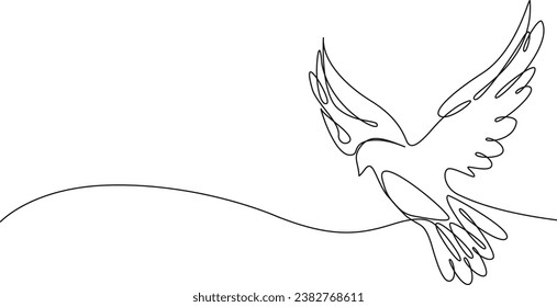 continuous single line drawing of a dove, line art vector illustration