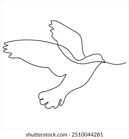 Continuous single line drawing of dove bird vector illustration