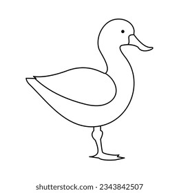 continuous single line drawing of duck water bird vector art illustration
