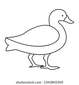 continuous single line drawing of duck water bird vector art illustration