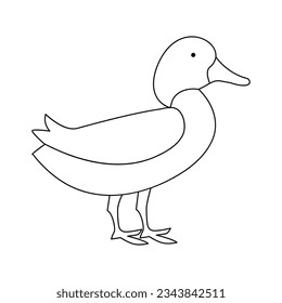 continuous single line drawing of duck water bird vector art illustration