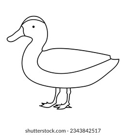 continuous single line drawing of duck water bird vector art illustration