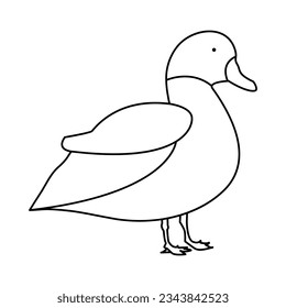 continuous single line drawing of duck water bird vector art illustration