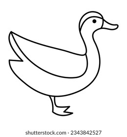 continuous single line drawing of duck water bird vector art illustration