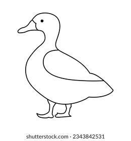 continuous single line drawing of duck water bird vector art illustration