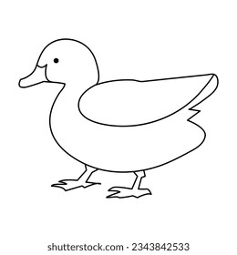 continuous single line drawing of duck water bird vector art illustration