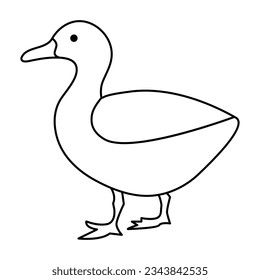 continuous single line drawing of duck water bird vector art illustration