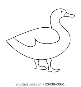 continuous single line drawing of duck water bird vector art illustration