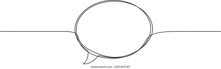 continuous single line drawing of an empty speech bubble, line art vector illustration