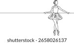 continuous single line drawing of female ballet dancer, line art vector illustration