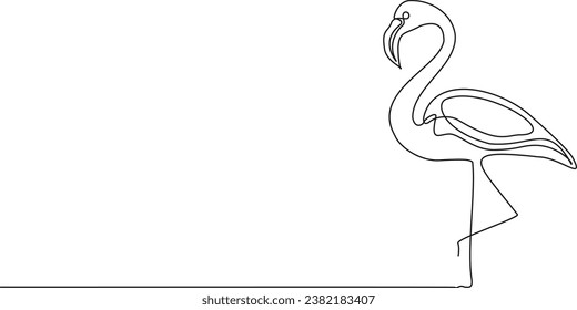 dibujo continuo de línea única de flamingo, ilustración vectorial de línea
