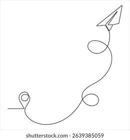 Continuous single line drawing of flying up airplane path Concept of world travel and international flight