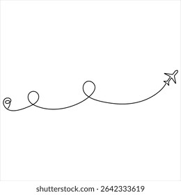 Continuous single line drawing of flying up airplane path Concept of world travel and international flight