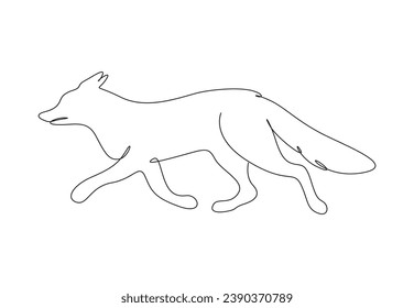 Continuous single line drawing of fox. Isolated on white background vector illustration. Pro vector. 