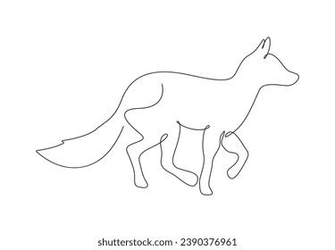 Continuous single line drawing of fox. Animal icon. Isolated on white background vector illustration. Premium vector.