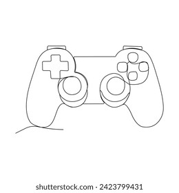 Continuous single line drawing of game controller joysticks or gamepads vector art illustration