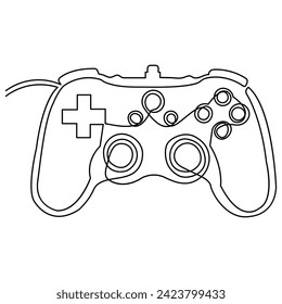 Kontinuierliche Einzeilenzeichnung von Joysticks oder Gamepads, Vektorgrafik