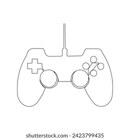 Continuous single line drawing of game controller joysticks or gamepads vector art illustration
