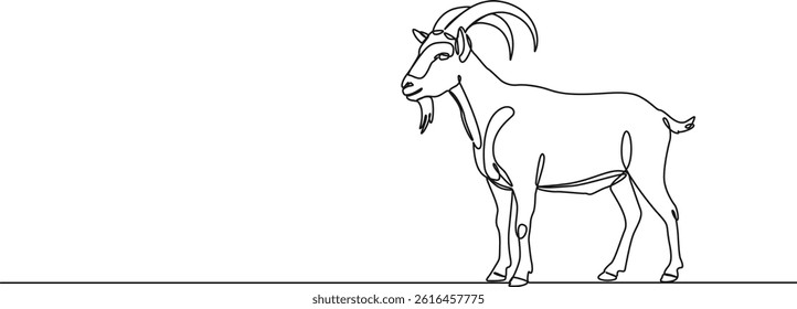 continuous single line drawing of a goat, line art vector illustration