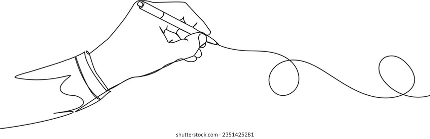 dibujo de línea única continua de la mano sujetador bolígrafo dibujar una línea, ilustración vectorial de línea