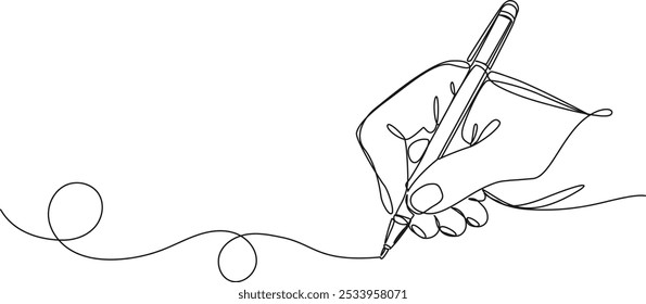 desenho contínuo de linha única de escrita à mão ou desenho com caneta, ilustração vetorial de arte de linha