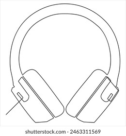 Continuous single line drawing of headphone,earphone outline vector illustration