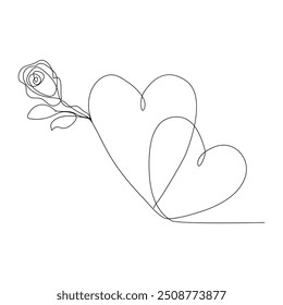 Continuous single line drawing heart valentine's day love vector illustration