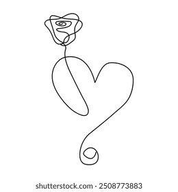 Continuous single line drawing heart valentine's day love vector illustration